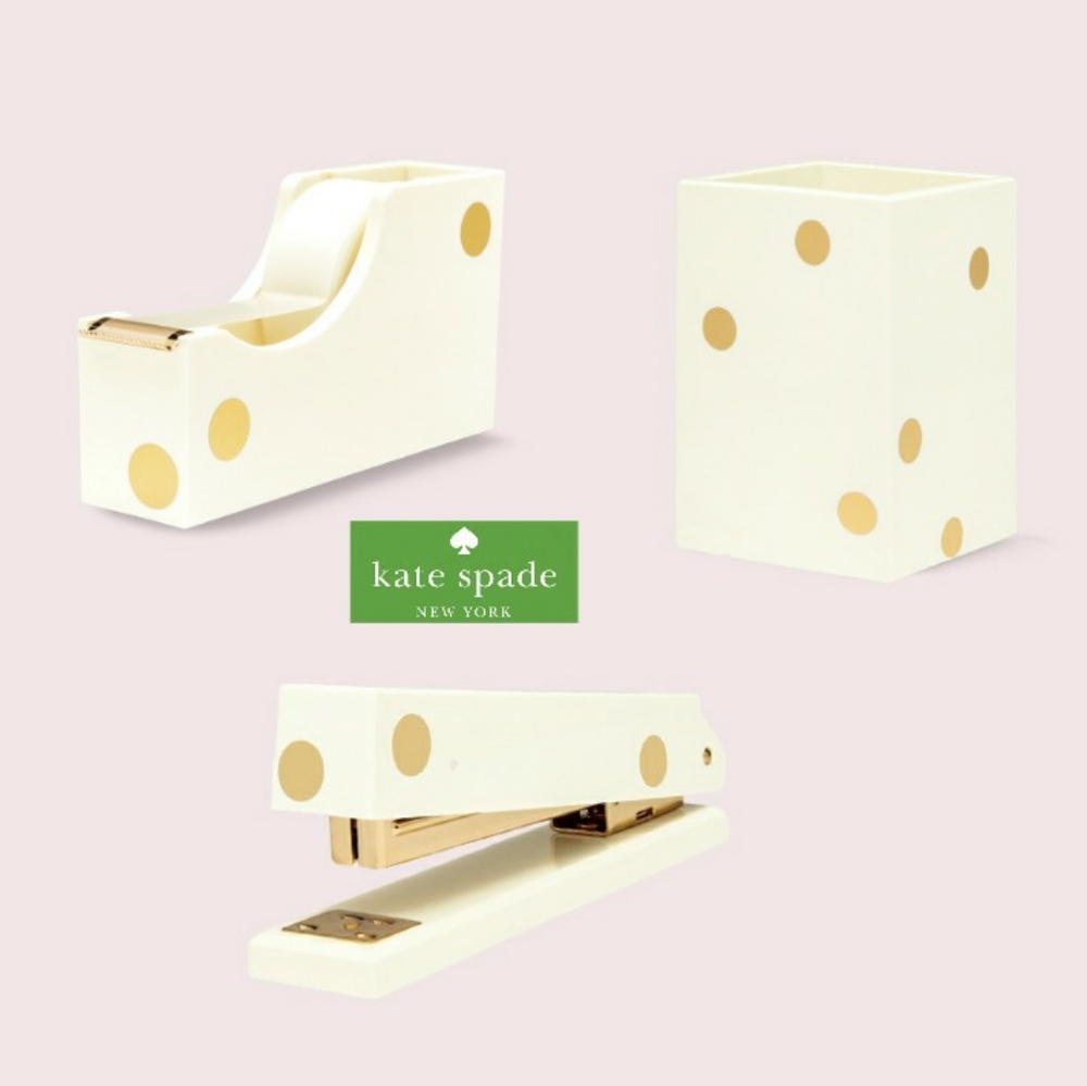 Kate Spade Gold Dot Desk Set NWT